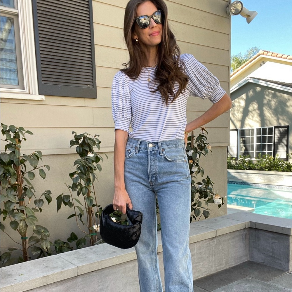 Frame striped puff sleeve top size S